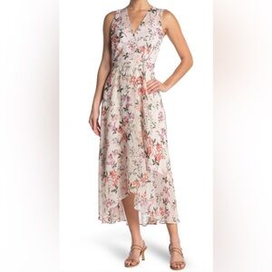 Calvin Klein Floral High Low Dress - Pink and Orange